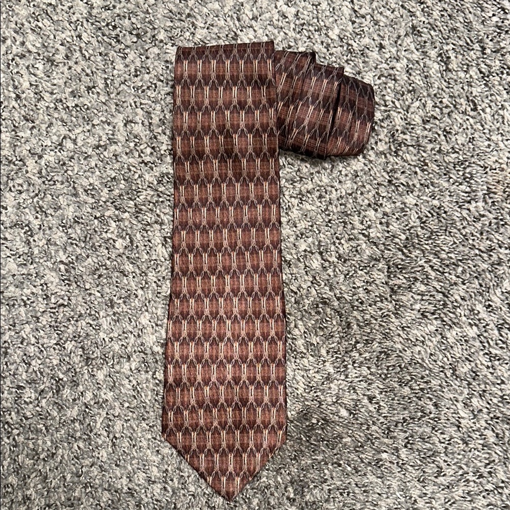 Stafford Brown Tie with Classic Geometric Design